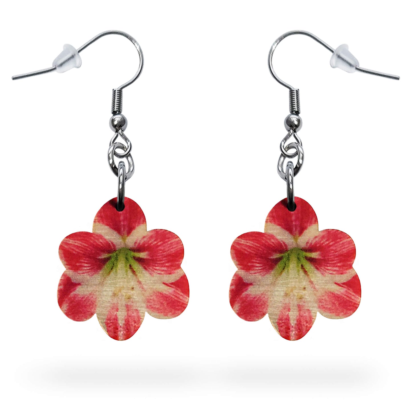 Puiset amaryllis kukkakorvakorut.