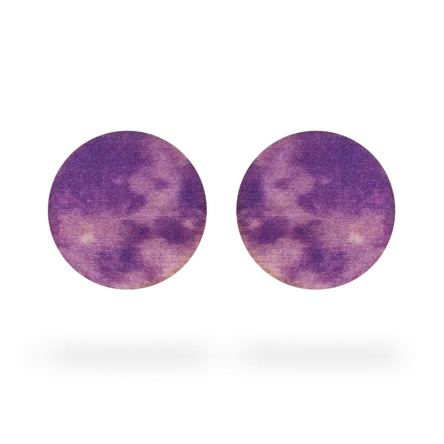 violetit puiset nappikorvakorut.